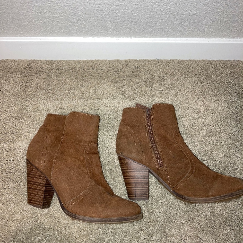 Brown Suede booties with heel